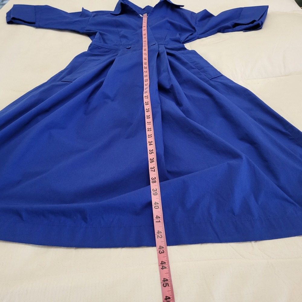 Odeeh Cobalt Blue Cotton Fit Flare Midi Dress Short Sleeve Size 32 / XS - Picture 9 of 9